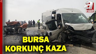 Bursa’da Feci Kaza: Minibüs İle Otomobil Kafa Kafaya Çarpıştı! | A Hab