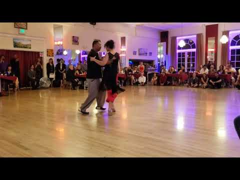  Jenny Teters  and  Rod Relucio  are  dancing  to  the  tango  "  Buscandote  "  by  Orquesta Romantica Milonguera  in  2018