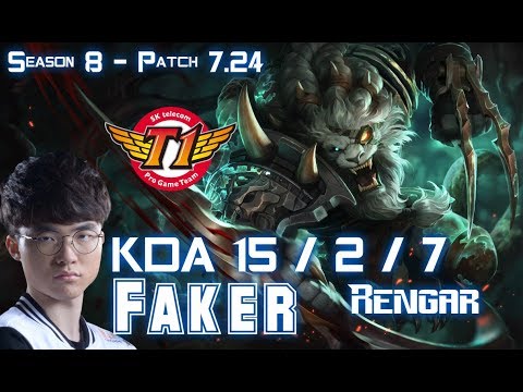 SKT T1 Faker RENGAR vs NIDALEE Jungle - Patch 7.24 KR Ranked