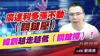 廣達利多漲不動（關鍵壓），緯創越走越低（關鍵撐）！｜台股攻略｜劉烱德 (圖)