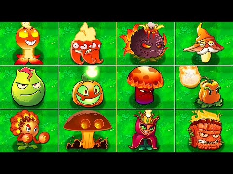 All FIRE Plants LEVEL 1000 Power-Up in Plants vs Zombies 2 (PVZ2 Version 8.9.1)