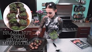 BRAZIL NUT PESTO STUFFED MUSHROOMS - SPORK FOODS VEGAN 101