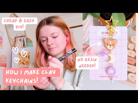 How I make air-dry clay keychains and pins ✿ No bake + no resin!