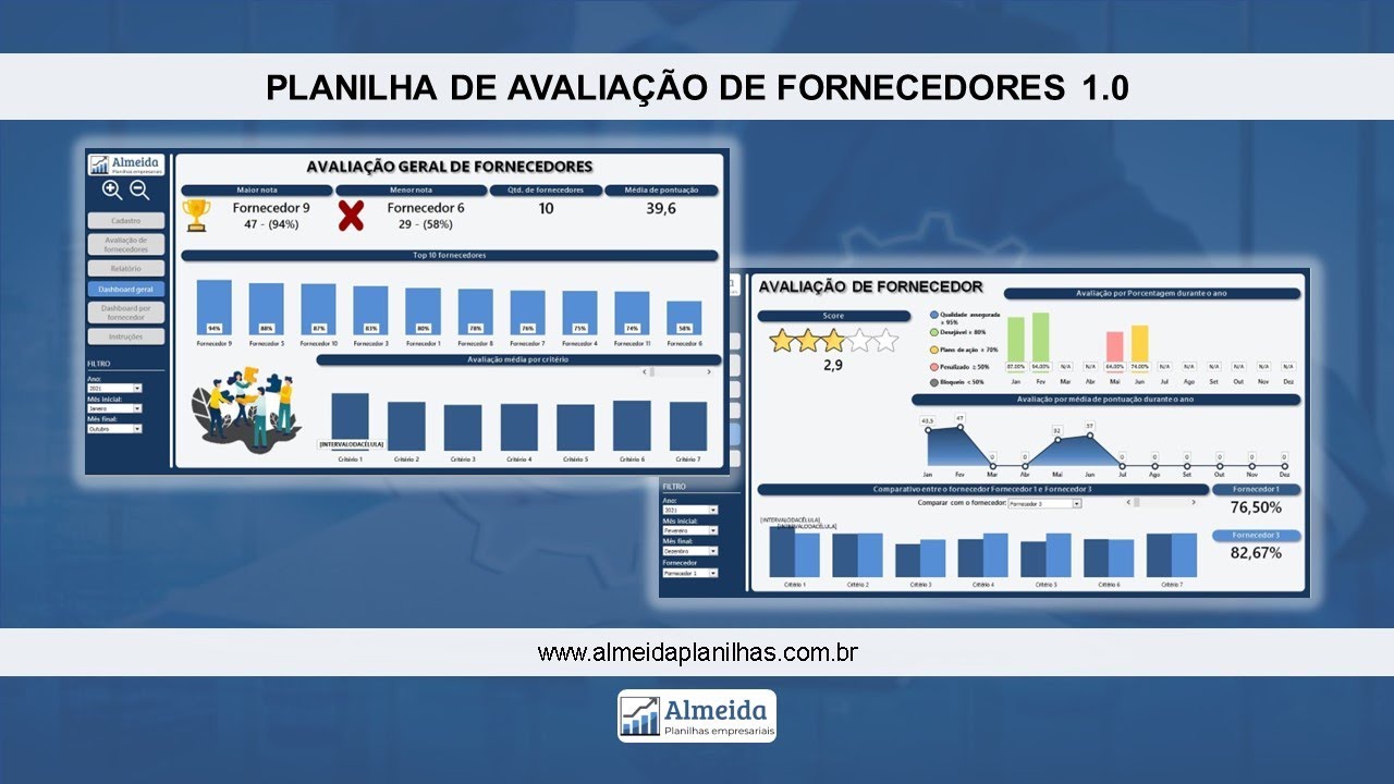 Planilha de Avaliação de fornecedores em Excel 1.0 | Almeida Planilhas