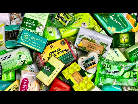 🍏Green Sunday 🌿ASMR International Soap Haul 💚Unboxing Opening Unpacking Unwrapping 🌲 Sleep 🥒 Tingles
