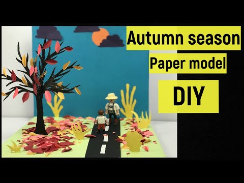 Autumn season paper model | Seasons model making | Autumn season model making | @diyasfunplay