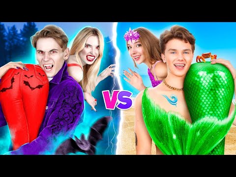 ¡Pareja de Sirenas vs Pareja de Vampiros! Cambio de Imagen Extremo de Vampiro a Sirena