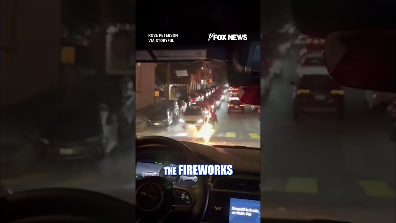 Video: Waymo vehicle drives through San Francisco fireworks on July 4