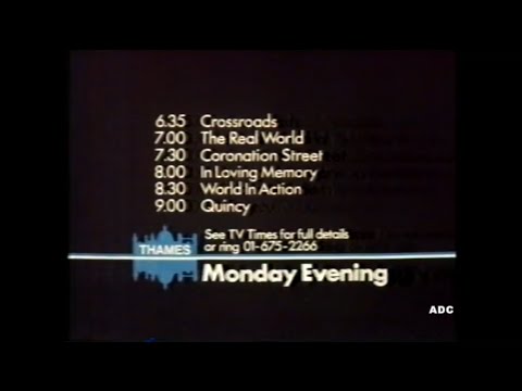 Thames menu announcer Tom Edwards & adverts 28th November 1983 1 of 2