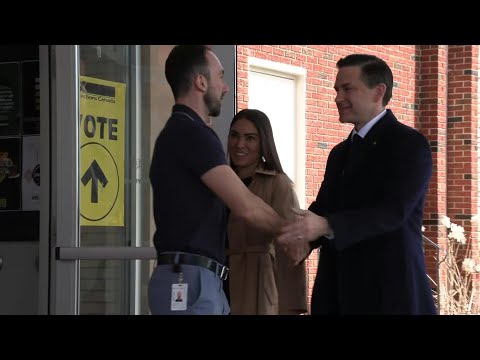 Conservative candidate Pierre Poilievre arrives to vote in Canada election | AFP