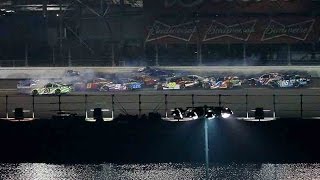 Big wreck takes out leaders late