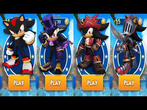 Sonic Dash All 4 Shadow Skins: Shadow vs Vampire vs Chaptain vs Sir Lancelot - Android Gameplay