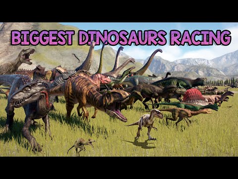 40 Carnivore VS 40 Herbivore Dinosaurs Race in Jurassic World Evolution 2 included T-Rex & Stegosaur