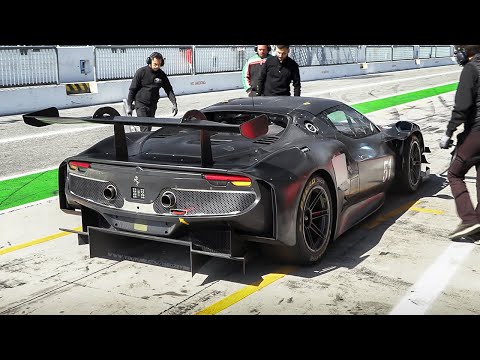 2023 Ferrari 296 GT3 Sound, Accelerations & Downshifts in action at Monza Circuit!