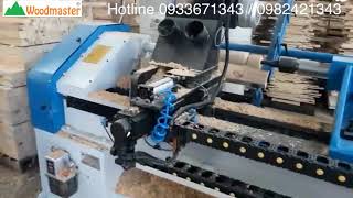 MÁY TIỆN GỖ CNC + CHÀ NHÁM * NẠP PHÔI TỰ ĐỘNG LIÊN TỤC