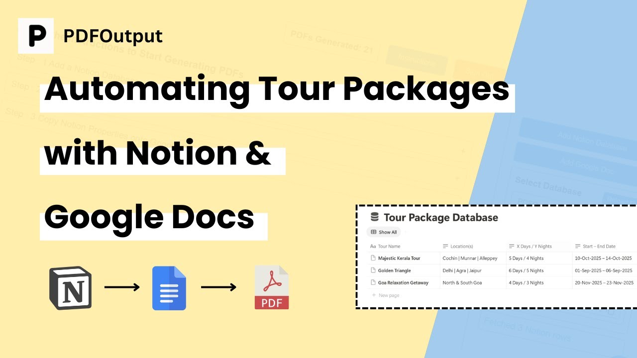 Tour Package PDF Generator | How can we automate tour packages pdfs using Notion and Google Docs