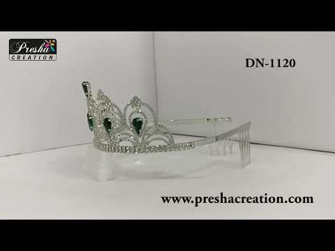 Green brass bridal crown tiaras, for peagent, size: 3