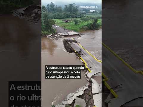 CHUVA NO RS: PONTE É ARRASTADA PELA ÁGUA NO VALE DO CAÍ