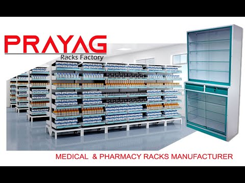 Mild steel free standing unit medicine rack, for pharmacy