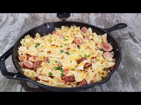 Super Simple Cheesy Sausage Pasta Skillet