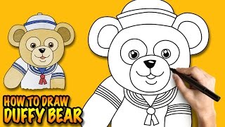 How to draw Duffy the Disney Bear - Easy step-by-step drawing tutorial