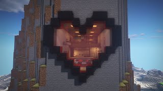 Minecraft - How to build an Mountain Heart Shape House (Happy Valentines Day)