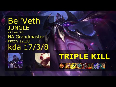 Bel'Veth vs Lee Sin Jungle - NA 17/3/8 Patch 12.20 Gameplay