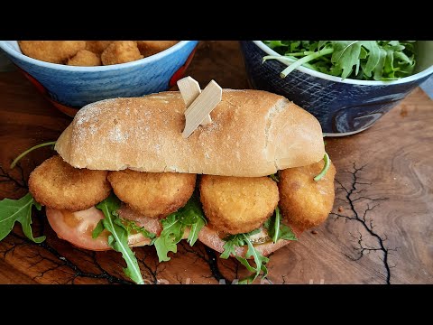 Sanduiç me kroketa pule të gatuara në air fryer