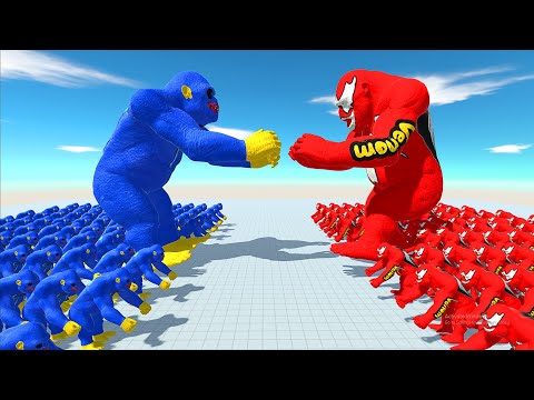 ALL HUGGY WUGGY GORO vs ALL VENOM GORO GREAT WAR - Animal Revolt Battle Simulator