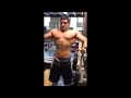 teen bodybuilder Fawaz posing in the gym.