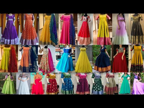 Long frocks latest designs 2023 💕40 + beautiful designer long frock images 💕Convert OLD Pattu SAREE