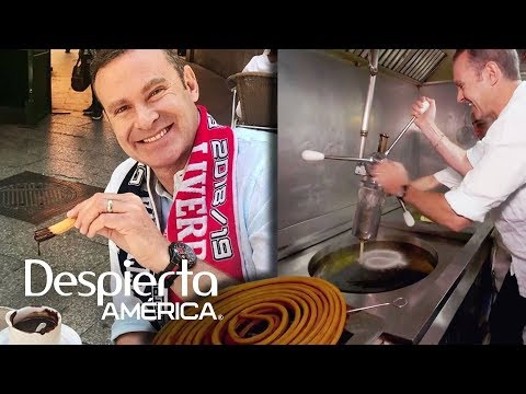 Alan Tacher learns how to make churros at Madrid's most famous chocolate shop.
