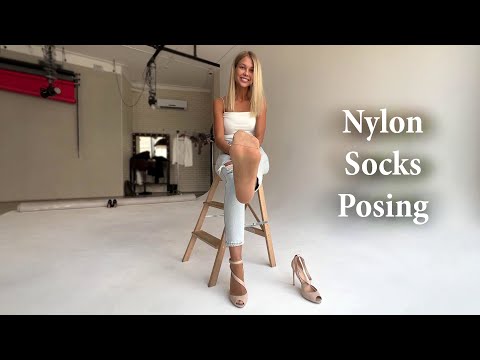 Nylon Socks Posing, Showing Nylon Feet, One Shoe Walking, Nylon Socks Walking (# 1095)