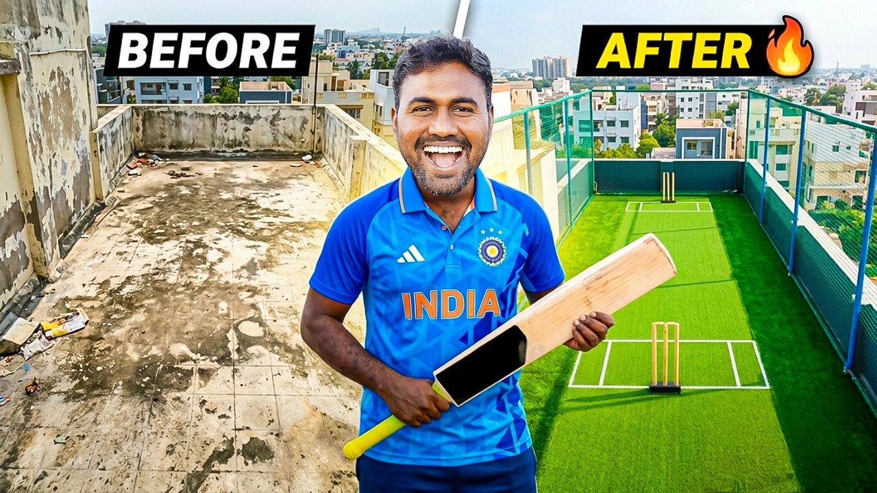 I Turned My Dirty Roof into a PRO Cricket Ground | Mad Brothers