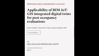 Applicability of BIM-IoT-GIS integrated digital twins for post occupancy evaluations | RTCL.TV