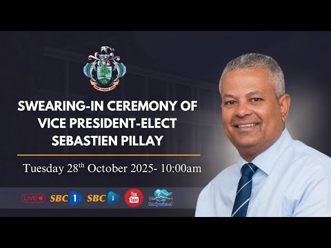 SBC LIVE: SWEARING-IN CEREMONY OF VICE PRESIDENT-ELECT SEBASTIEN PILLAY-28.10.2025