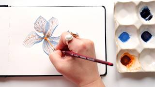 How to Paint Transparent Hydrangea Flower in Watercolor