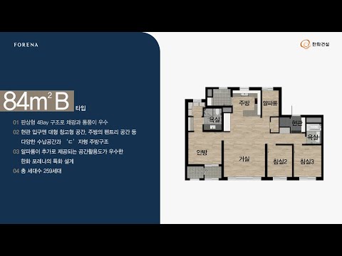 한화 포레나 수원장안 전용면적 84B 타입 세대 둘러보기
