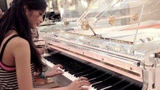 &quot;To Zanarkand&quot; on Transparent Light Up Piano Schimmel - Alodia Piano