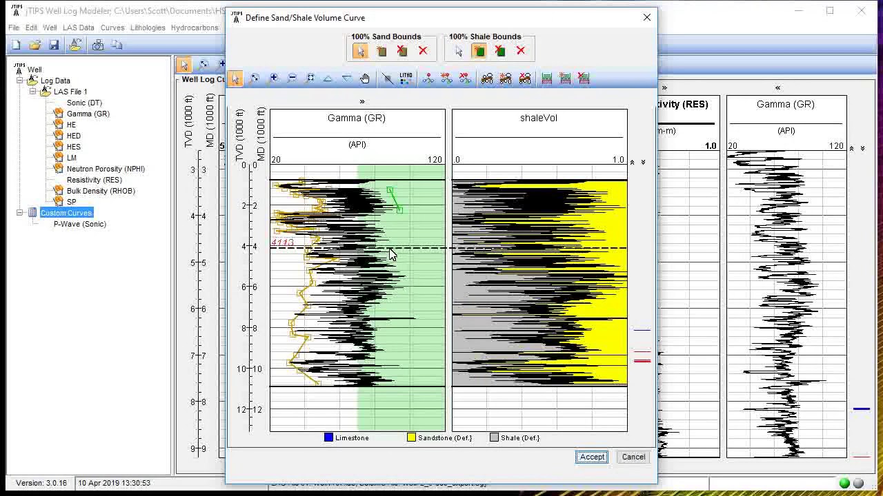 Create Shale Volume Curve