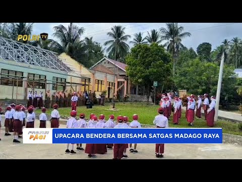 SATGAS MADAGO RAYA TANAMKAN NASIONALISME KEPADA SISWA SDN PASAU SEKALIGUS KIBARKAN MERAH PUTIH
