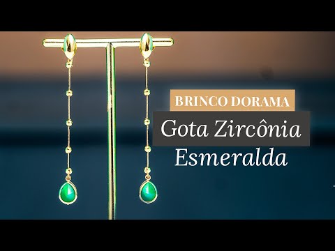 DRAMA EARRINGS WITH CHAIN ​​AND EMERALD ZIRCONIA DROP | Step by Step and free downloadable material