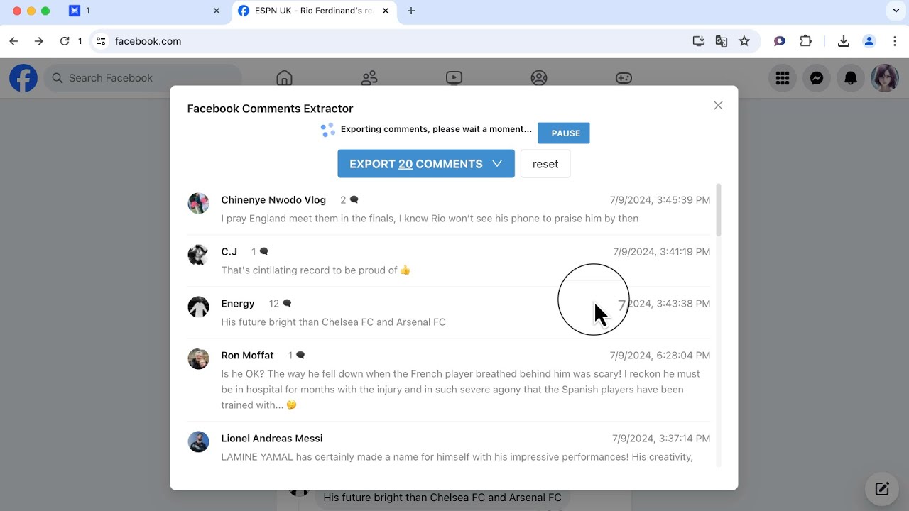 FB Comment Exporter - Extract comments from facebook