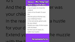 Miracle Wu-Tang Clan [Verse 1: Inspectah Deck] #rap #hiphop #wutangclan #lyrics