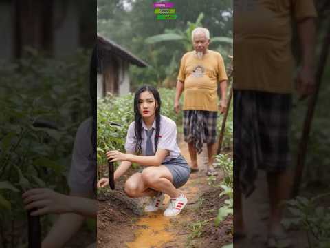 she took the vegetables without asking first! heavy rain in village life #heavyrain #rainyday #fyp