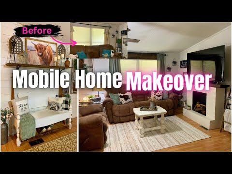 ✨ MOBILE HOME LIVING ROOM MAKEOVER ON A BUDGET | FARMHOUSE MOBILE HOME UPDATES |HOMEMAKING QUEEN