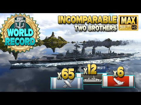 Battleship Incomparable: New world record on map Two Brothers - World of Warships