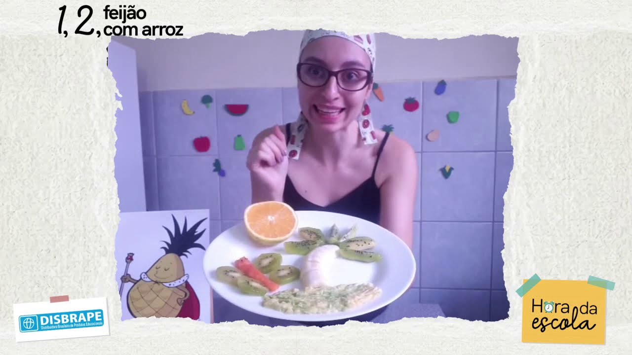 1,2, feijão com arroz - Prato divertido com frutas