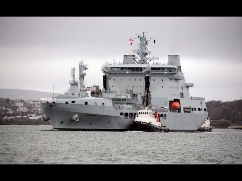RFA TIDESPRING A136 LEAVES DEVONPORT NAVAL BASE AT DEVONPORT PONTOON - 13th January 2019