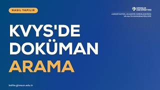 KVYS'de Doküman Arama | Nasıl Yapılır